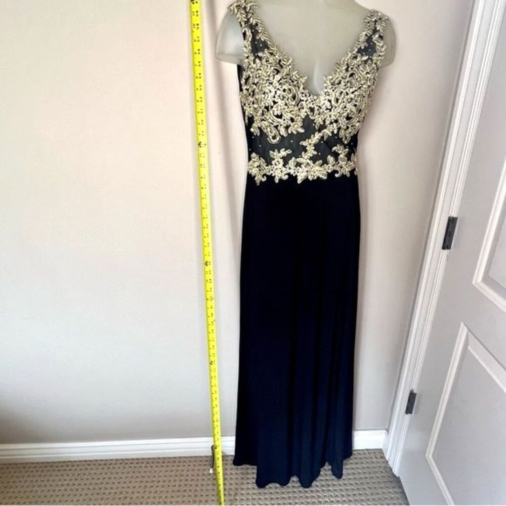 Blondie Nites by Stacy Sklar Juniors 11 Long Black & Gold‎ Long Gown Formal Prom - Picture 2 of 15